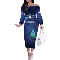 Nicaragua Football Custom Family Matching Off The Shoulder Long Sleeve Dress and Hawaiian Shirt Come On Los Pinoleros