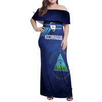 Nicaragua Football Custom Family Matching Off Shoulder Maxi Dress and Hawaiian Shirt Come On Los Pinoleros