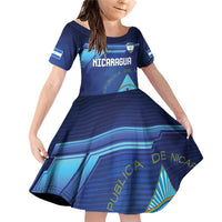 Nicaragua Football Custom Family Matching Off Shoulder Short Dress and Hawaiian Shirt Come On Los Pinoleros