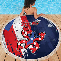 Personalized Puerto Rico American Beach Blanket Boricua Taino Frog