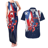 Personalized Puerto Rico American Couples Matching Tank Maxi Dress and Hawaiian Shirt Boricua Taino Frog