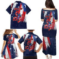Personalized Puerto Rico American Family Matching Puletasi and Hawaiian Shirt Boricua Taino Frog