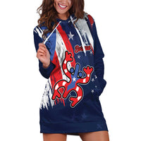 Personalized Puerto Rico American Hoodie Dress Boricua Taino Frog