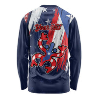Personalized Puerto Rico American Long Sleeve Shirt Boricua Taino Frog