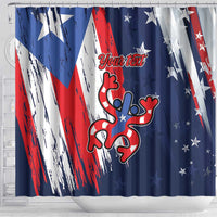 Personalized Puerto Rico American Shower Curtain Boricua Taino Frog