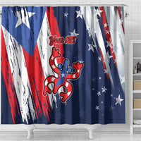 Personalized Puerto Rico American Shower Curtain Boricua Taino Frog