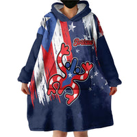 Personalized Puerto Rico American Wearable Blanket Hoodie Boricua Taino Frog