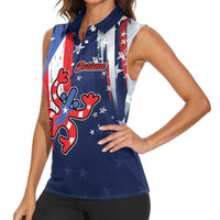 Personalized Puerto Rico American Women Sleeveless Polo Shirt Boricua Taino Frog