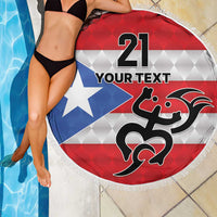 Puerto Rico Football Custom Beach Blanket Come On El Huracan Azul