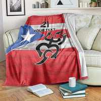 Puerto Rico Football Custom Blanket Come On El Huracan Azul