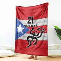 Puerto Rico Football Custom Blanket Come On El Huracan Azul