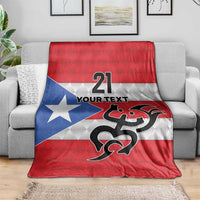Puerto Rico Football Custom Blanket Come On El Huracan Azul