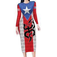 Puerto Rico Football Custom Family Matching Long Sleeve Bodycon Dress and Hawaiian Shirt Come On El Huracan Azul