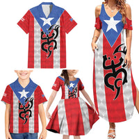 Puerto Rico Football Custom Family Matching Summer Maxi Dress and Hawaiian Shirt Come On El Huracan Azul