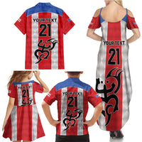 Puerto Rico Football Custom Family Matching Summer Maxi Dress and Hawaiian Shirt Come On El Huracan Azul
