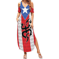 Puerto Rico Football Custom Family Matching Summer Maxi Dress and Hawaiian Shirt Come On El Huracan Azul