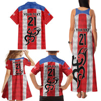 Puerto Rico Football Custom Family Matching Tank Maxi Dress and Hawaiian Shirt Come On El Huracan Azul