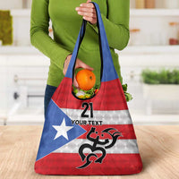 Puerto Rico Football Custom Grocery Bag Come On El Huracan Azul
