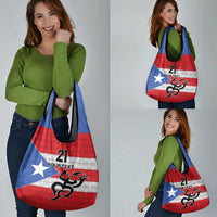 Puerto Rico Football Custom Grocery Bag Come On El Huracan Azul