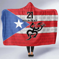 Puerto Rico Football Custom Hooded Blanket Come On El Huracan Azul