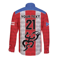 Puerto Rico Football Custom Long Sleeve Button Shirt Come On El Huracan Azul