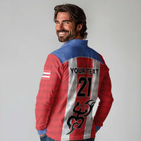 Puerto Rico Football Custom Long Sleeve Polo Shirt Come On El Huracan Azul