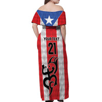 Puerto Rico Football Custom Off Shoulder Maxi Dress Come On El Huracan Azul