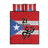 Puerto Rico Football Custom Quilt Bed Set Come On El Huracan Azul