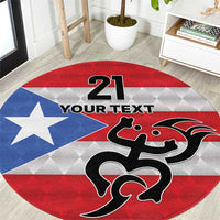 Puerto Rico Football Custom Round Carpet Come On El Huracan Azul