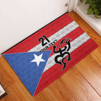 Puerto Rico Football Custom Rubber Doormat Come On El Huracan Azul