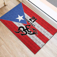 Puerto Rico Football Custom Rubber Doormat Come On El Huracan Azul