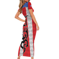 Puerto Rico Football Custom Short Sleeve Bodycon Dress Come On El Huracan Azul