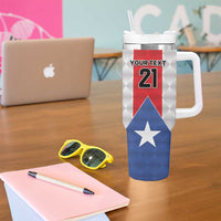 Puerto Rico Football Custom Tumbler With Handle Come On El Huracan Azul