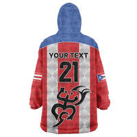 Puerto Rico Football Custom Wearable Blanket Hoodie Come On El Huracan Azul