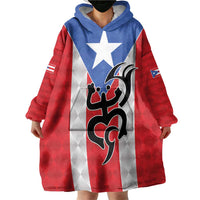 Puerto Rico Football Custom Wearable Blanket Hoodie Come On El Huracan Azul