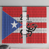 Puerto Rico Football Custom Window Curtain Come On El Huracan Azul
