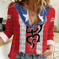 Puerto Rico Football Custom Women Casual Shirt Come On El Huracan Azul