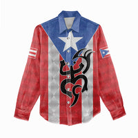 Puerto Rico Football Custom Women Casual Shirt Come On El Huracan Azul