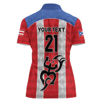 Puerto Rico Football Custom Women Polo Shirt Come On El Huracan Azul