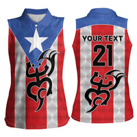 Puerto Rico Football Custom Women Sleeveless Polo Shirt Come On El Huracan Azul