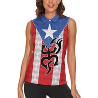Puerto Rico Football Custom Women Sleeveless Polo Shirt Come On El Huracan Azul