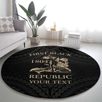 Personalized Haiti First Black Republic Round Carpet Negre Marron With Map And Flag