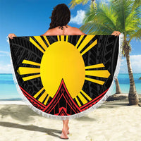Personalized Philippines Beach Blanket Polynesian Tribal Tattoo with Filipino Flag Motif