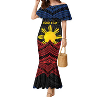 Personalized Philippines Family Matching Mermaid Dress and Hawaiian Shirt Polynesian Tribal Tattoo with Filipino Flag Motif