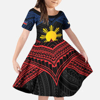 Personalized Philippines Family Matching Tank Maxi Dress and Hawaiian Shirt Polynesian Tribal Tattoo with Filipino Flag Motif