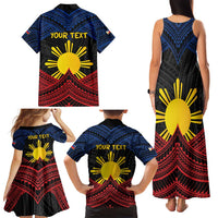 Personalized Philippines Family Matching Tank Maxi Dress and Hawaiian Shirt Polynesian Tribal Tattoo with Filipino Flag Motif