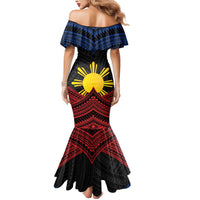 Personalized Philippines Mermaid Dress Polynesian Tribal Tattoo with Filipino Flag Motif