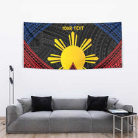 Personalized Philippines Tapestry Polynesian Tribal Tattoo with Filipino Flag Motif