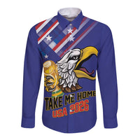 United States 2026 Personalized Long Sleeve Button Shirt Take Me Home Soccer Blue