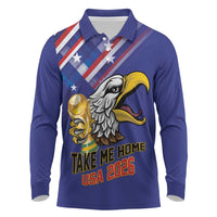 United States 2026 Personalized Long Sleeve Polo Shirt Take Me Home Soccer Blue